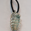 Blue Glass Obsidian Tumblestone Spiral Wax Cord Necklace - Grounding